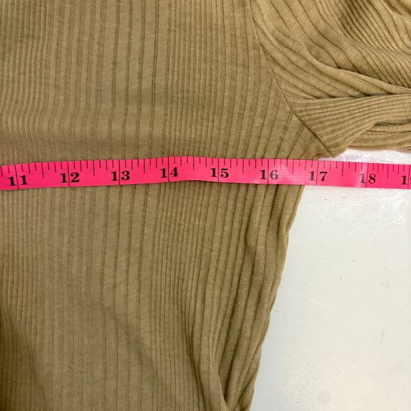 Madewell‎ Drill Khaki Ribbed Button-Up Long Sleeve Collared Top Shirt - Large - Picture 5 of 5